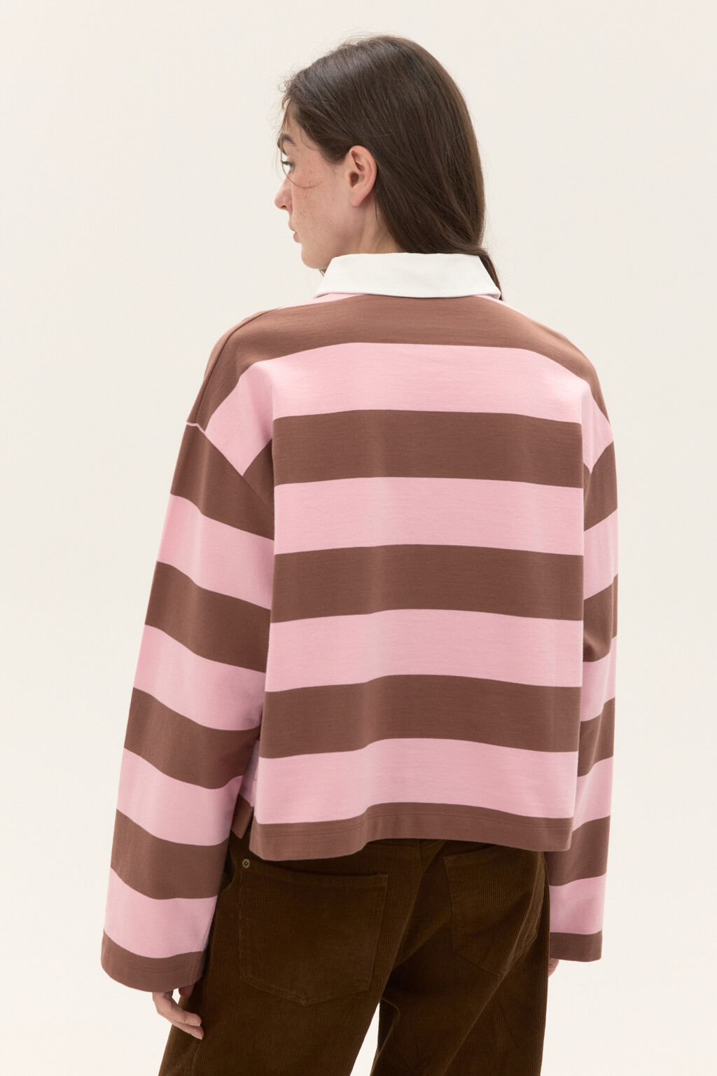 Лонгслив с рубашечным воротником - цвет бежевый - 3