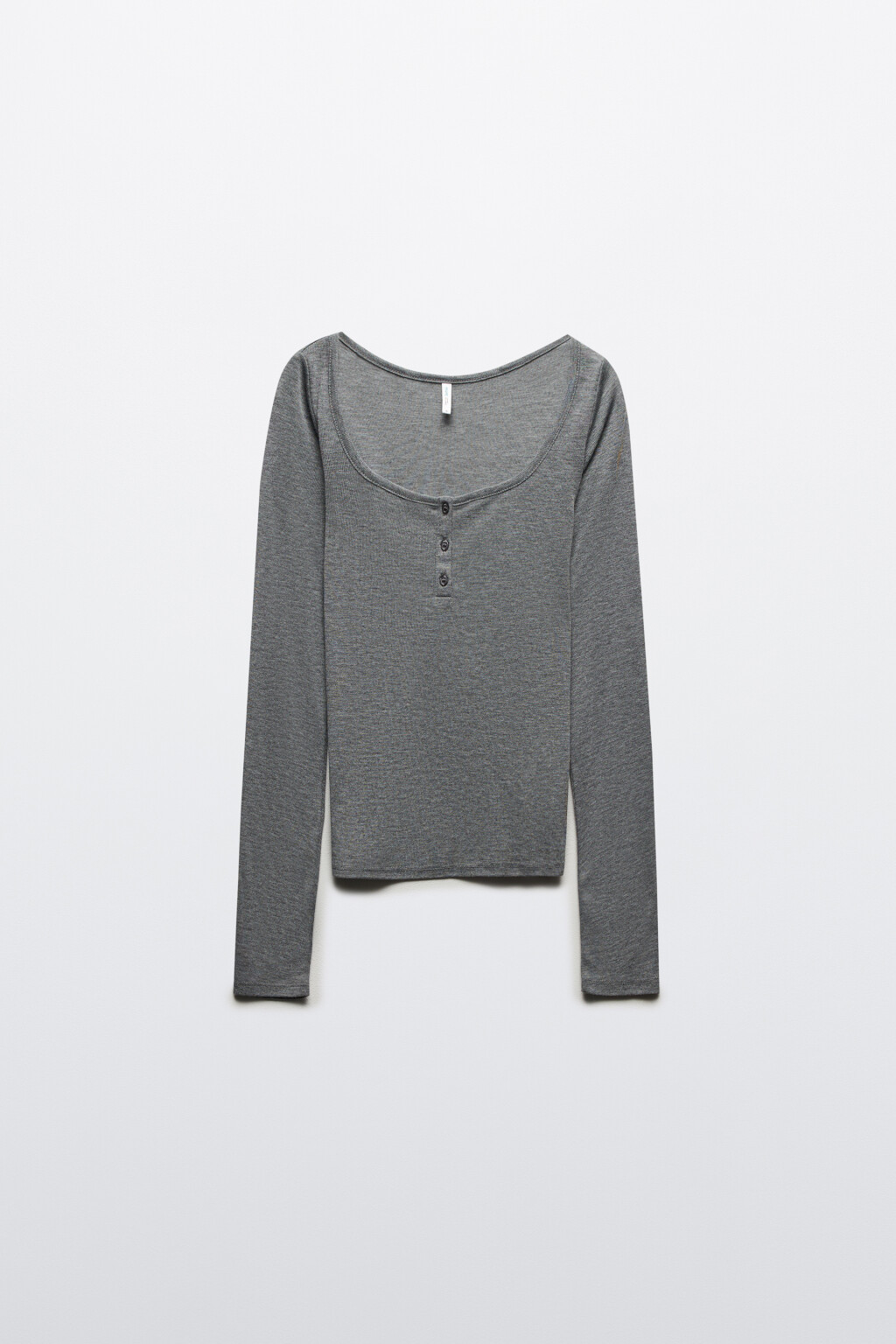 Лонгслив с вырезом и застежкой - цвет серый - 7
