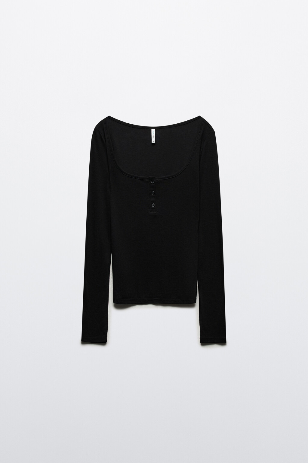 Лонгслив с вырезом и застежкой - цвет черный - 9
