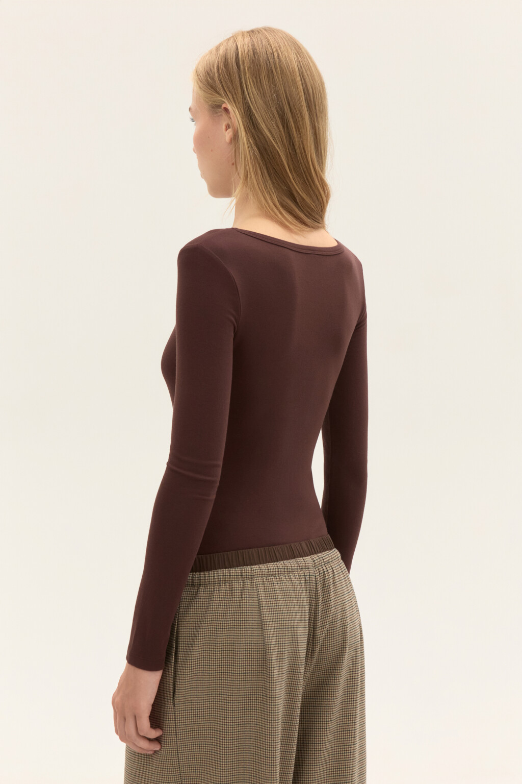 Боди-лонгслив из вискозы - цвет коричневый - 3