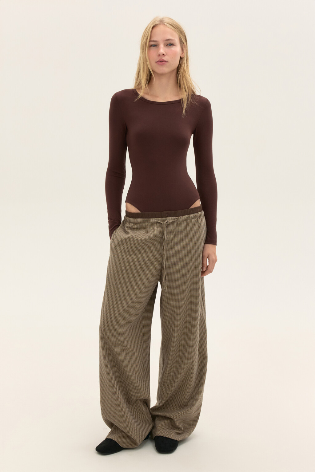 Боди-лонгслив из вискозы - цвет коричневый - 5