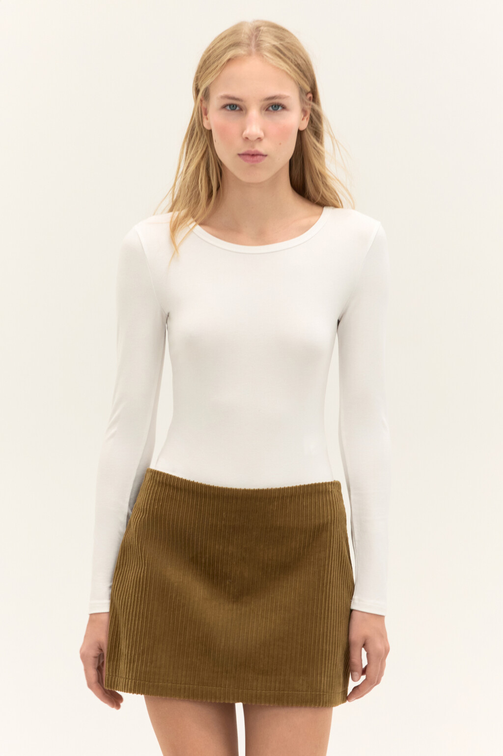 Боди-лонгслив из вискозы - цвет молочный - 1