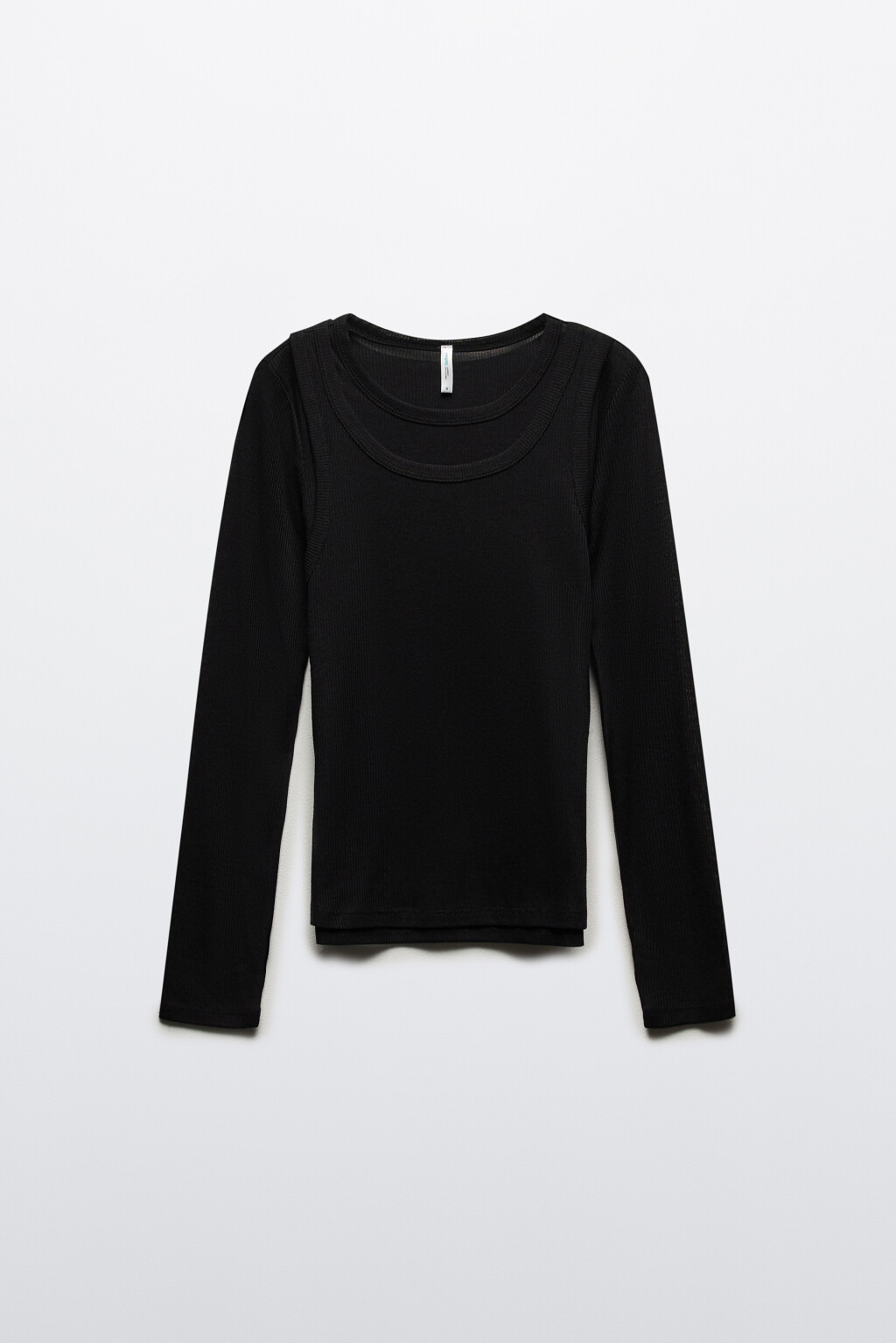 Лонгслив с имитацией майки - цвет черный - 8