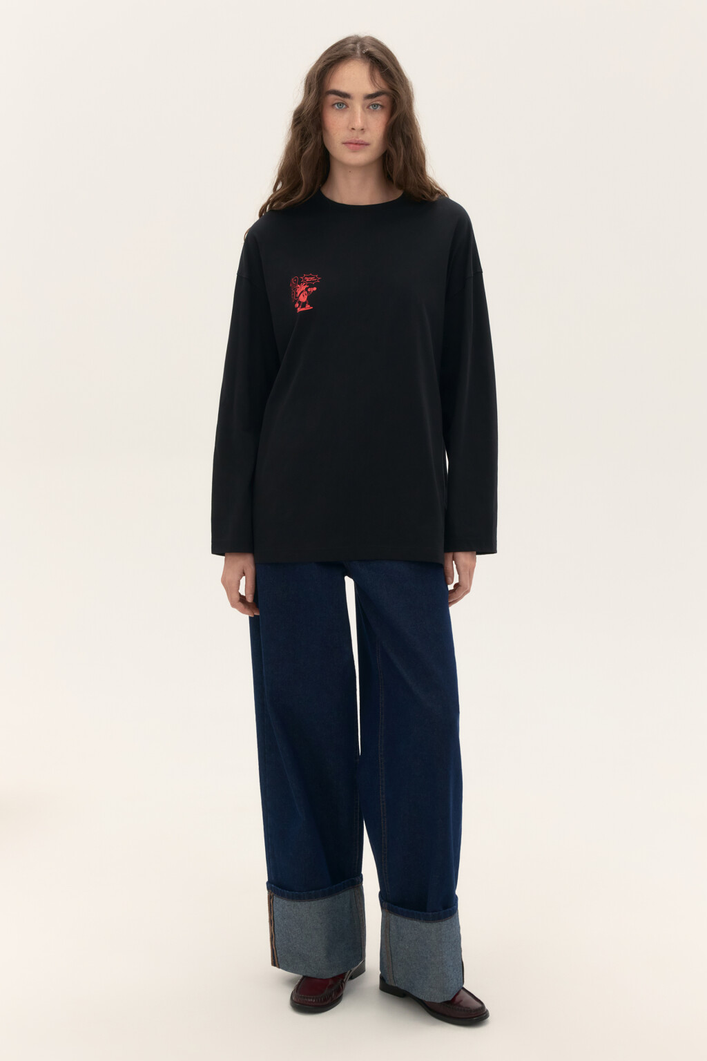 Лонгслив oversize с принтом - цвет черный - 4
