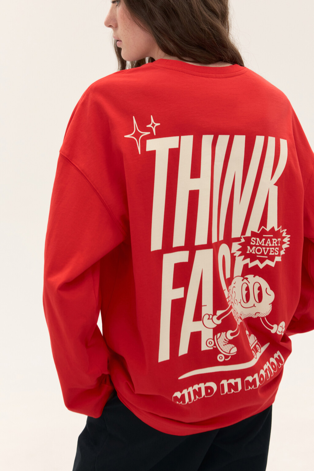 Лонгслив oversize с принтом - цвет красный - 1