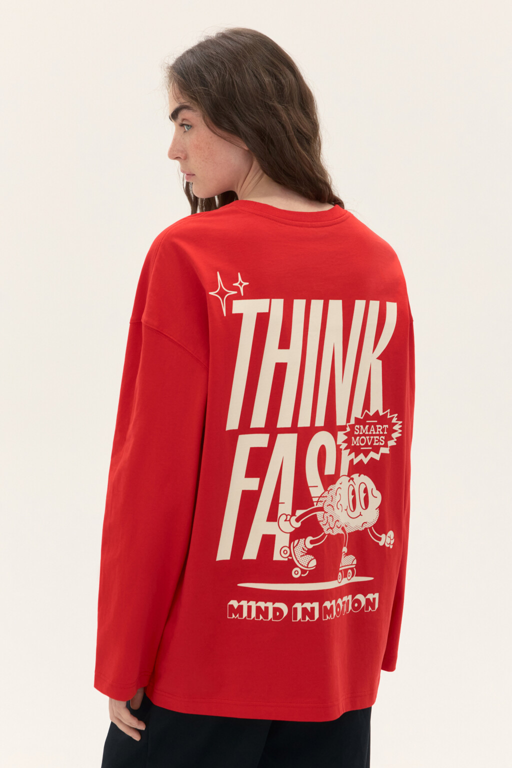 Лонгслив oversize с принтом - цвет красный - 4