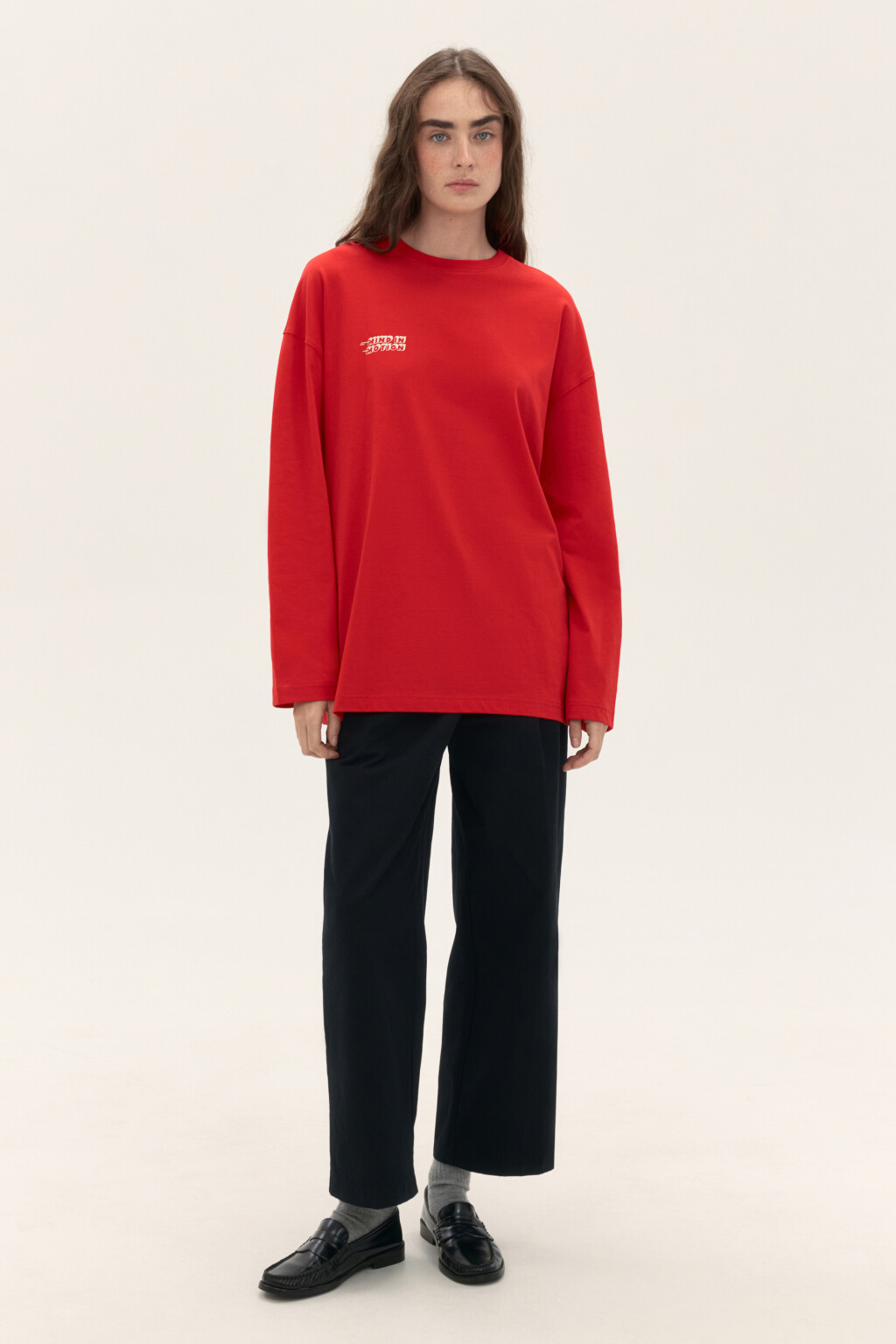 Лонгслив oversize с принтом - цвет красный - 5