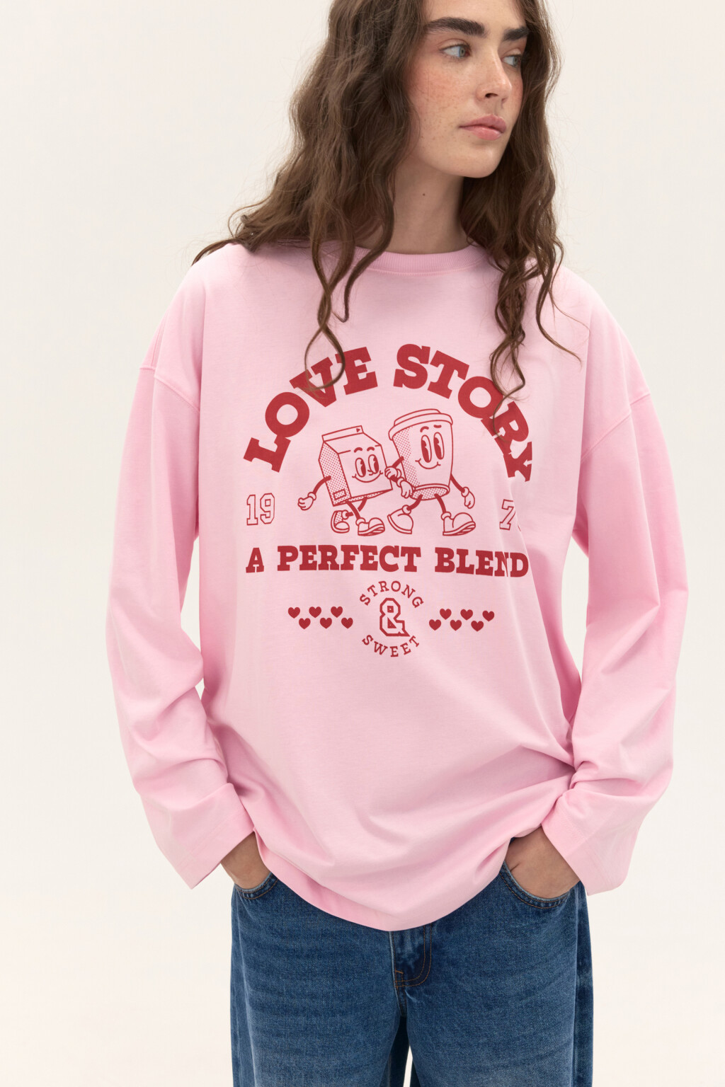 Лонгслив oversize с принтом - цвет розовый - 2