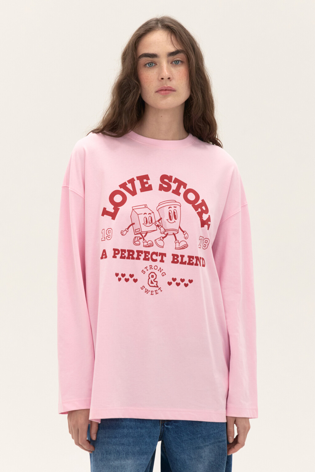 Лонгслив oversize с принтом - цвет розовый - 3