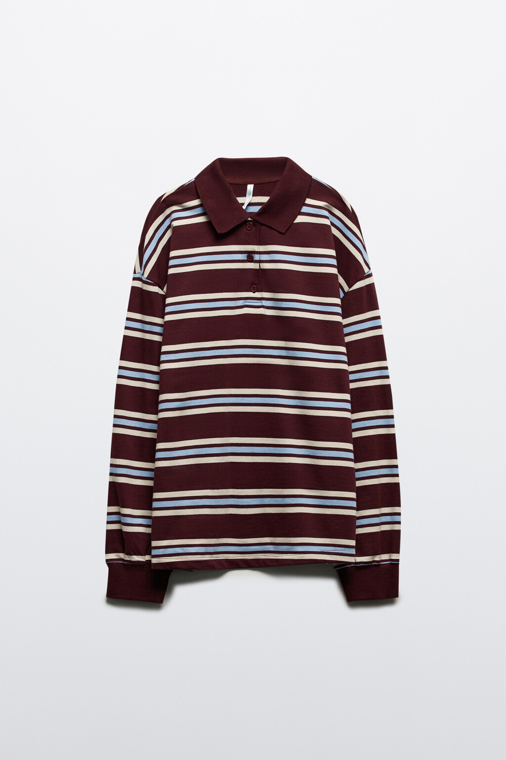 Джемпер-поло хлопковый в полоску - цвет коричневый - 8