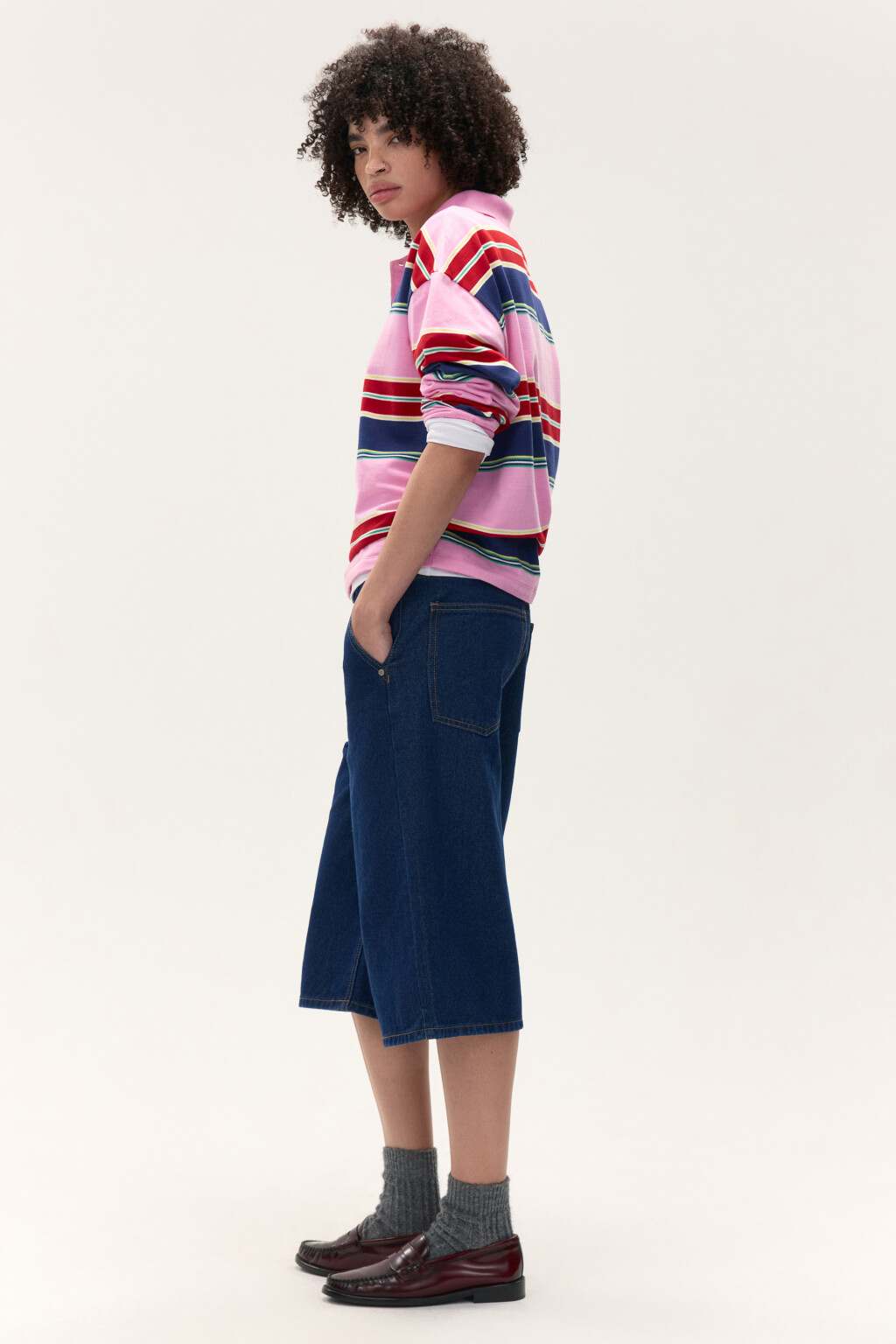 Джемпер-поло хлопковый в полоску - цвет мультиколор - 3