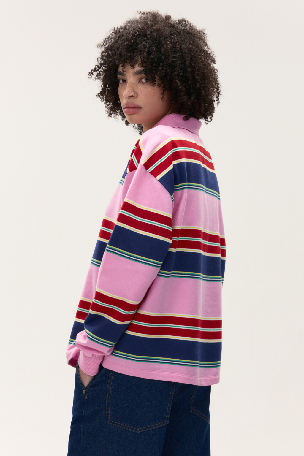 Джемпер-поло хлопковый в полоску - цвет мультиколор - 5