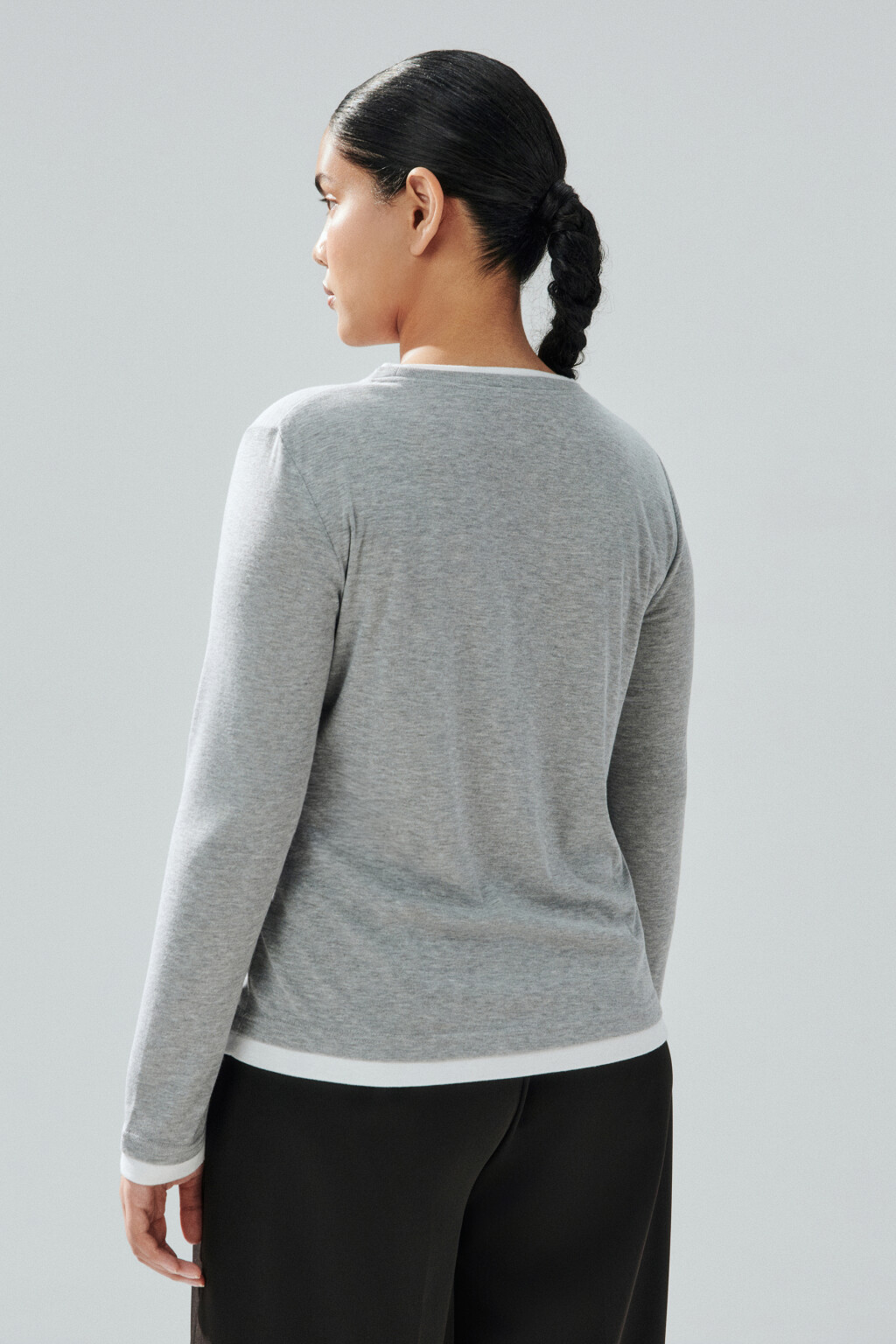 Лонгслив с имитацией второго слоя - цвет коричневый - 11