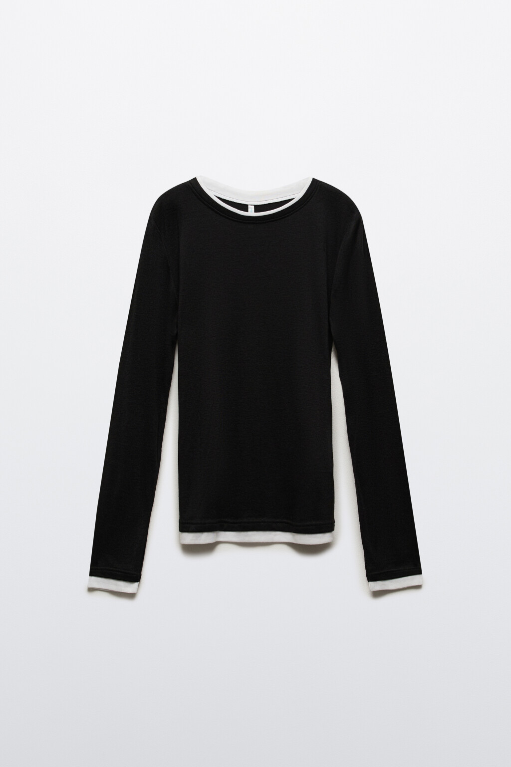 Лонгслив с имитацией второго слоя - цвет черный - 7