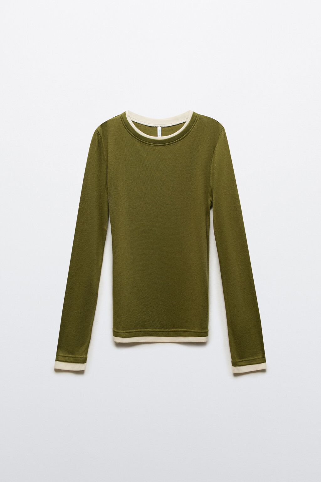 Лонгслив с имитацией второго слоя - цвет зеленый - 7
