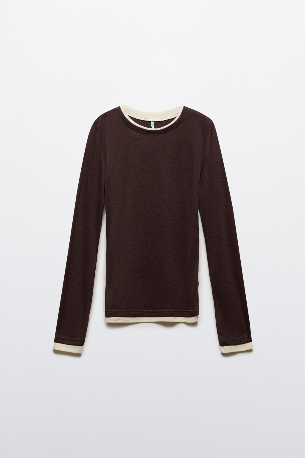 Лонгслив с имитацией второго слоя - цвет коричневый - 8