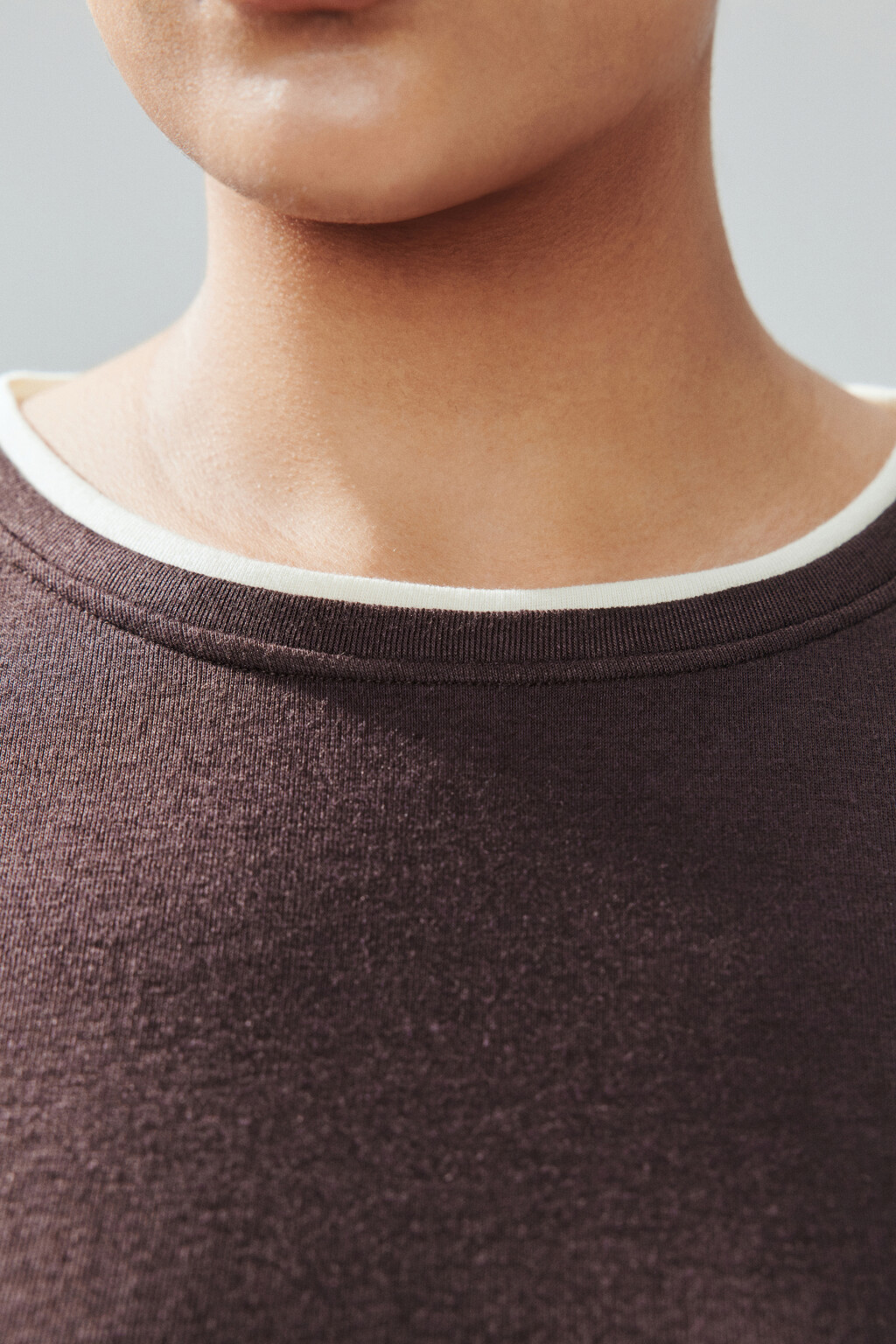 Лонгслив с имитацией второго слоя - цвет коричневый - 6