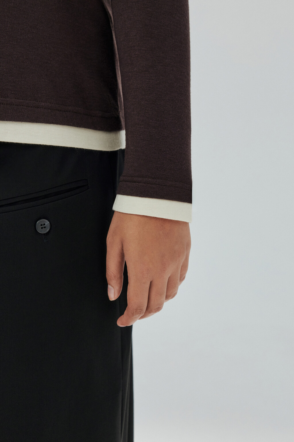 Лонгслив с имитацией второго слоя - цвет коричневый - 7