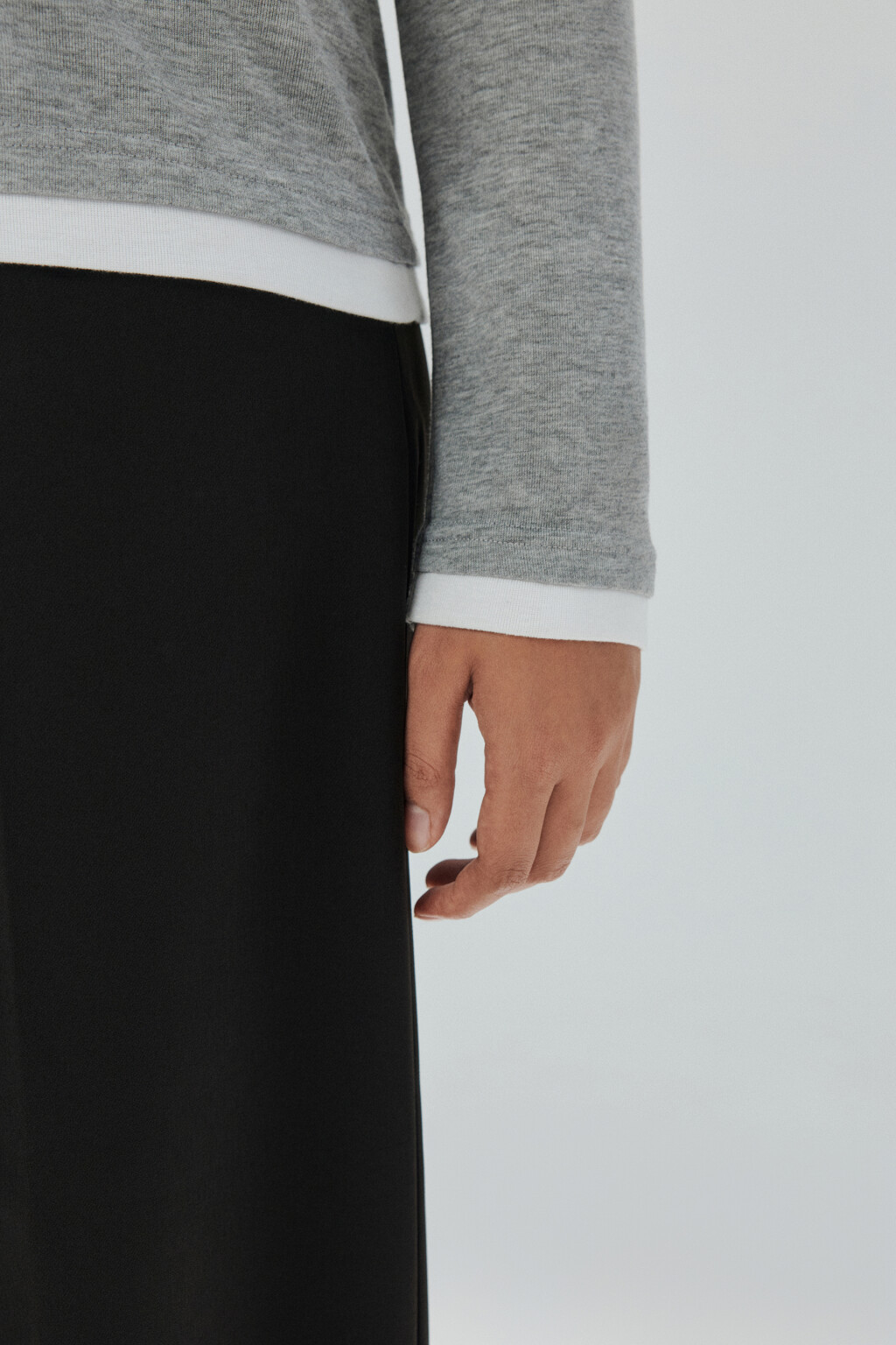 Лонгслив с имитацией второго слоя - цвет серый - 6