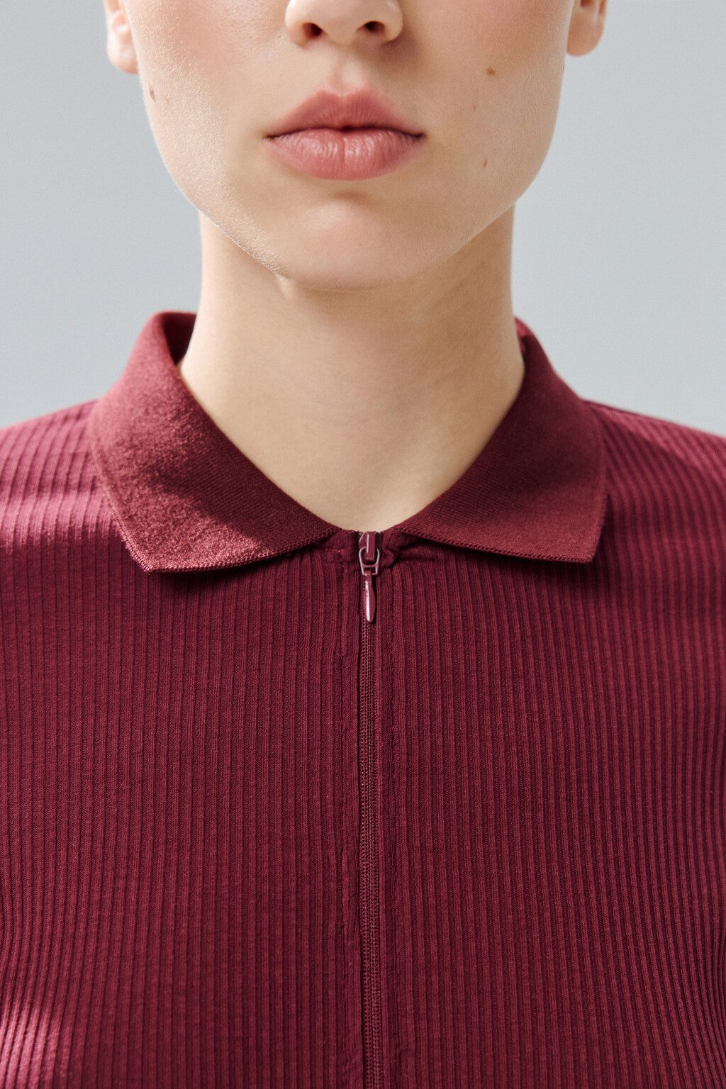 Лонгслив облегающий на молнии - цвет бордовый - 6