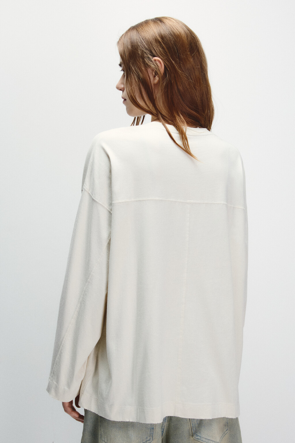 Лонгслив со стиркой и принтом - цвет бежевый - 3