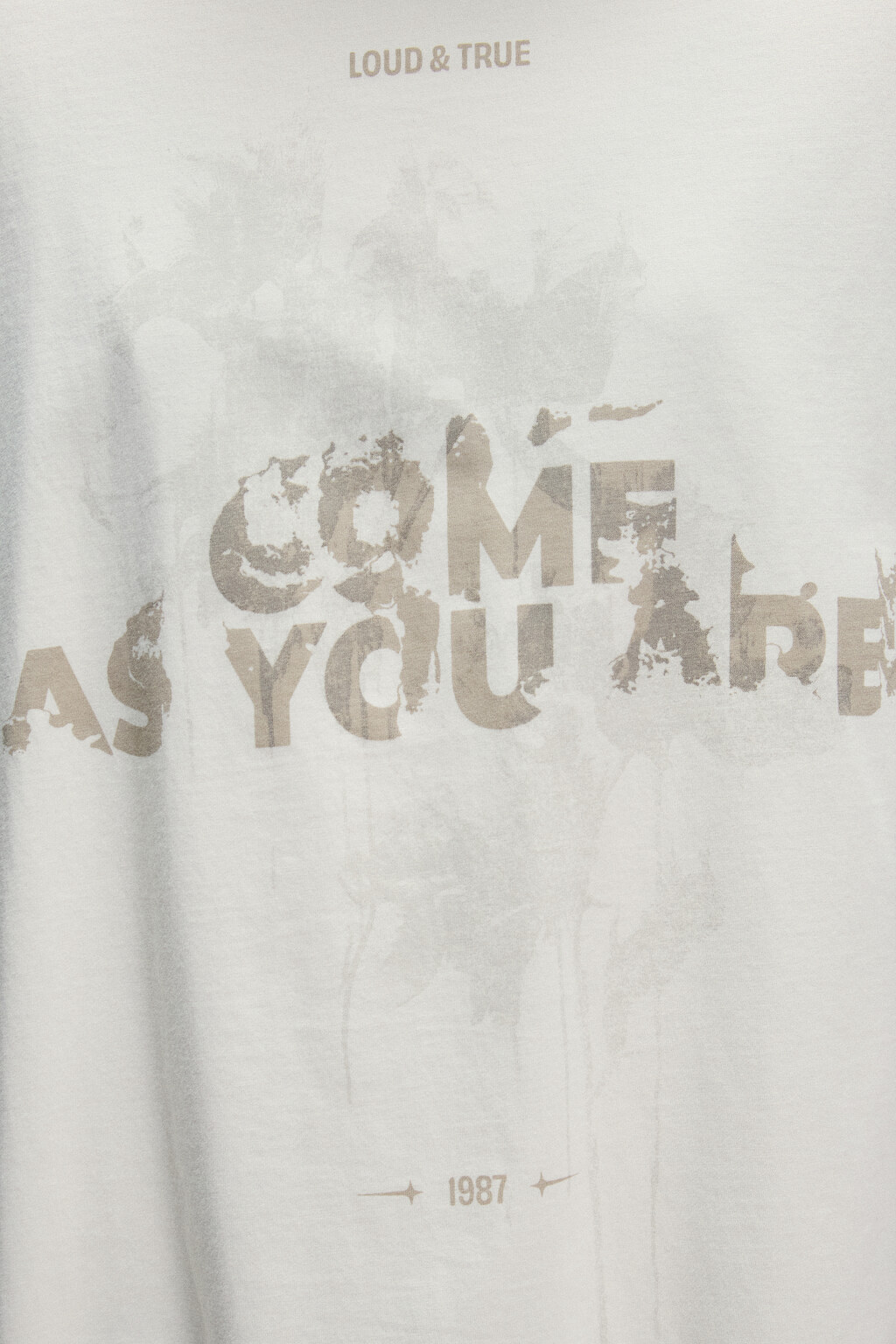 Лонгслив со стиркой и принтом - цвет бежевый - 4