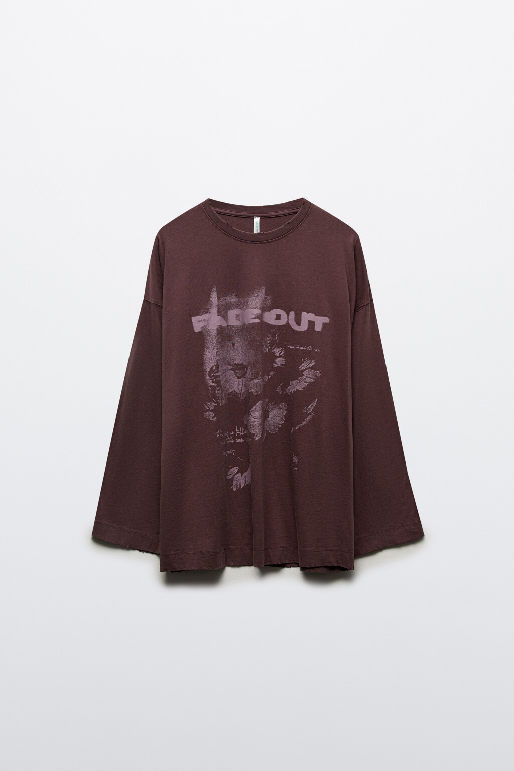 Лонгслив со стиркой и принтом - цвет фиолетовый - 7