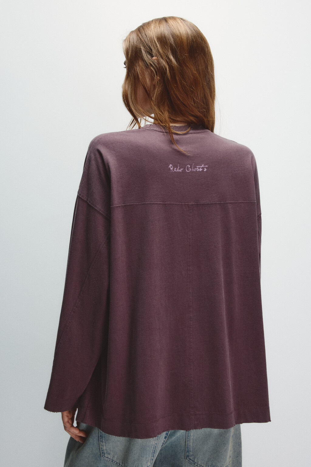 Лонгслив со стиркой и принтом - цвет фиолетовый - 3