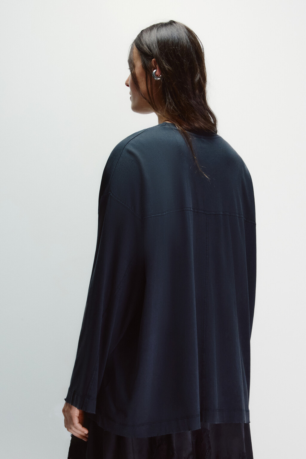 Лонгслив со стиркой и принтом - цвет серый - 3