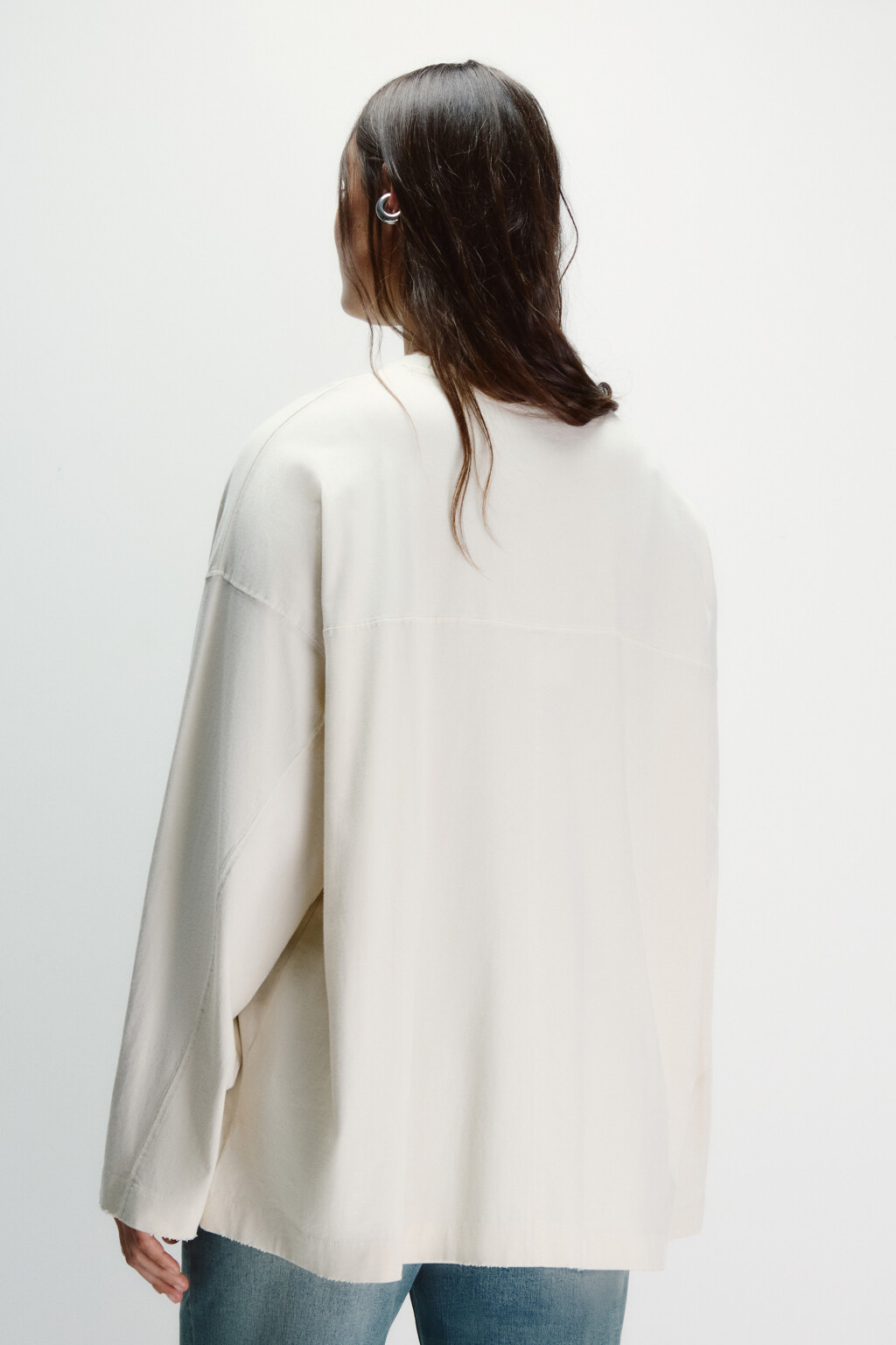 Лонгслив со стиркой и принтом - цвет бежевый - 4