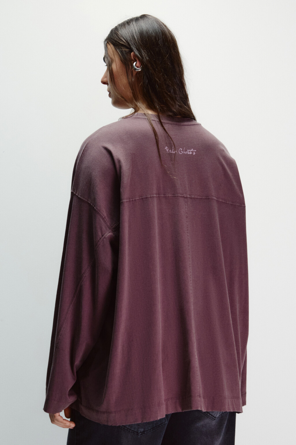 Лонгслив со стиркой и принтом - цвет фиолетовый - 4