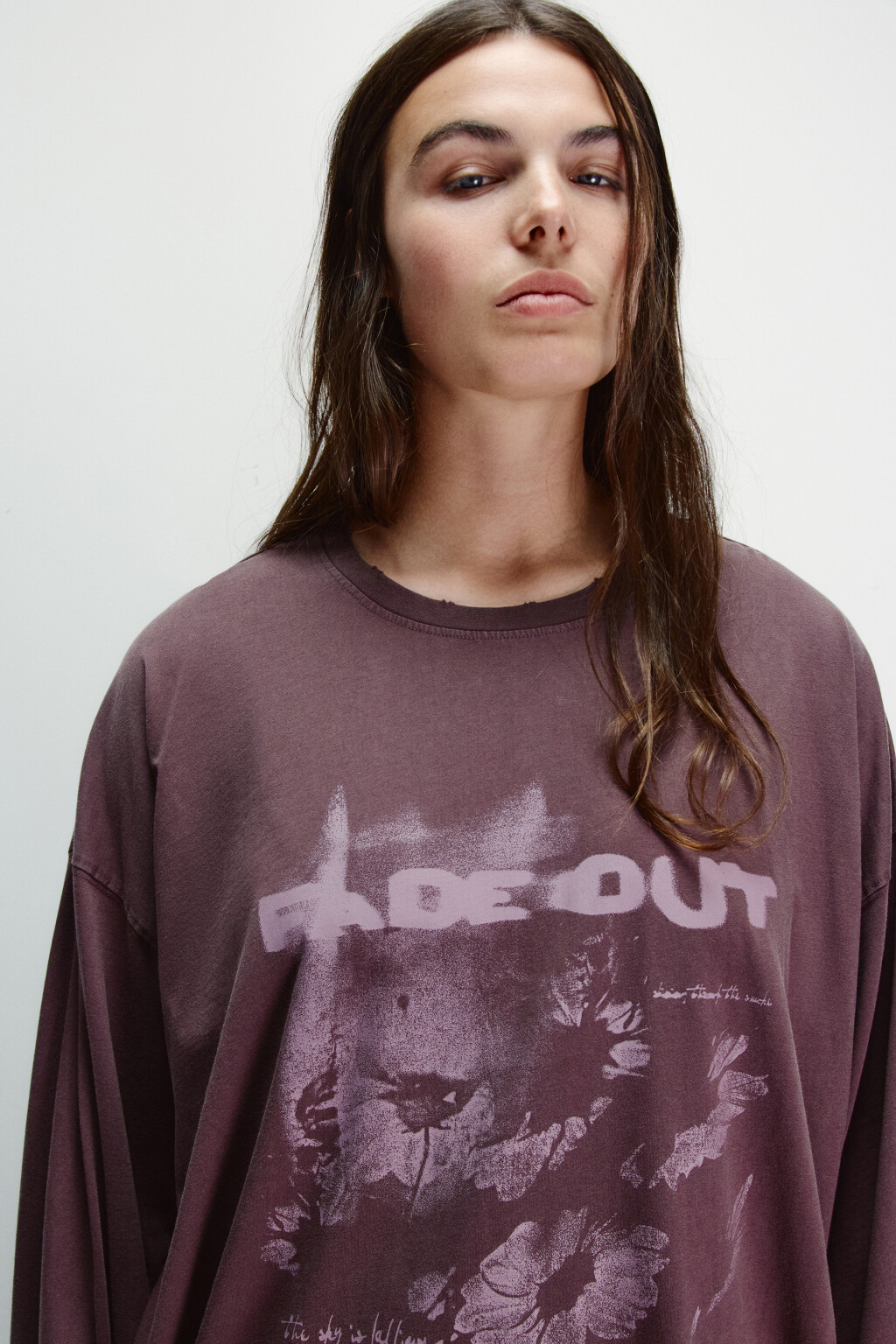 Лонгслив со стиркой и принтом - цвет фиолетовый - 6