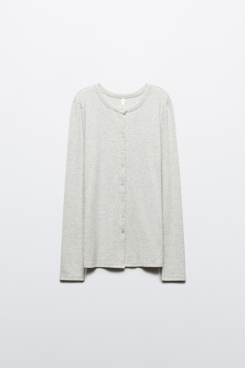 Лонгслив в рубчик на пуговицах - цвет серый - 8
