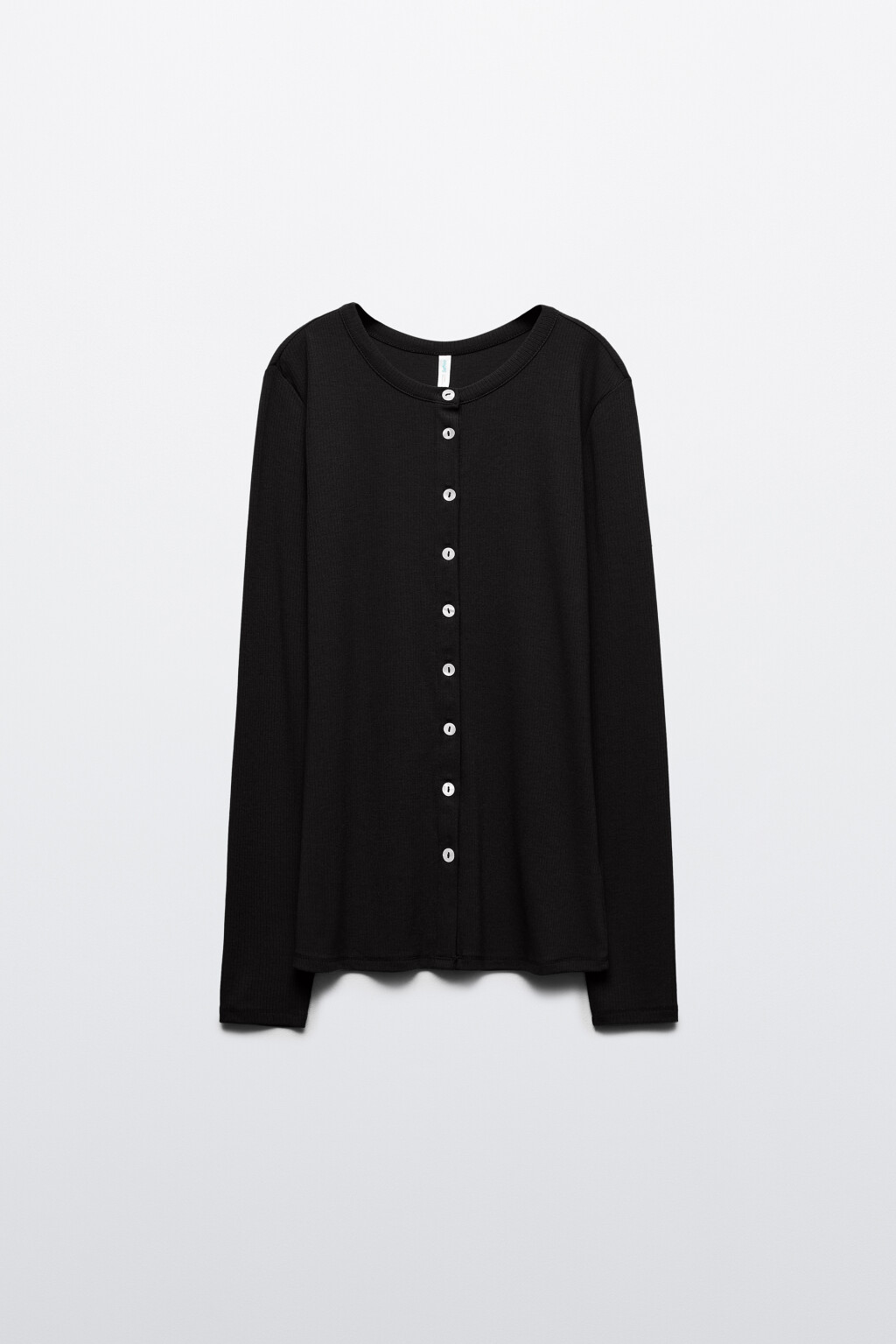 Лонгслив в рубчик на пуговицах - цвет черный - 7
