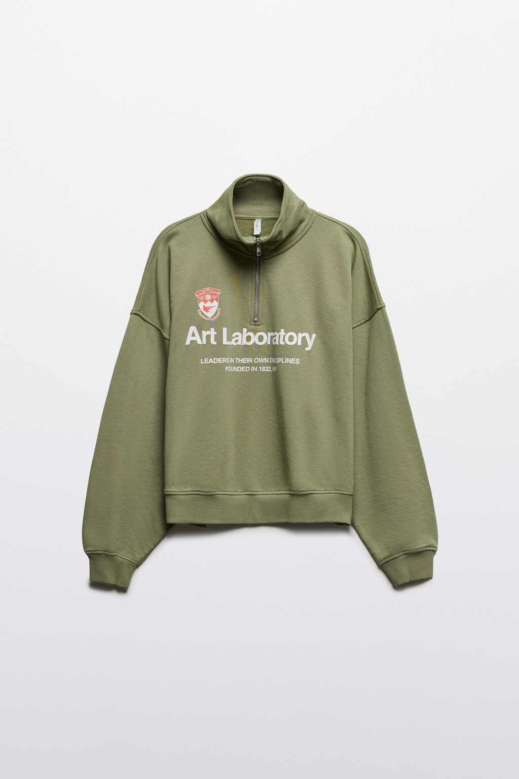 Толстовка half zip из футера с принтом - цвет зеленый - 8