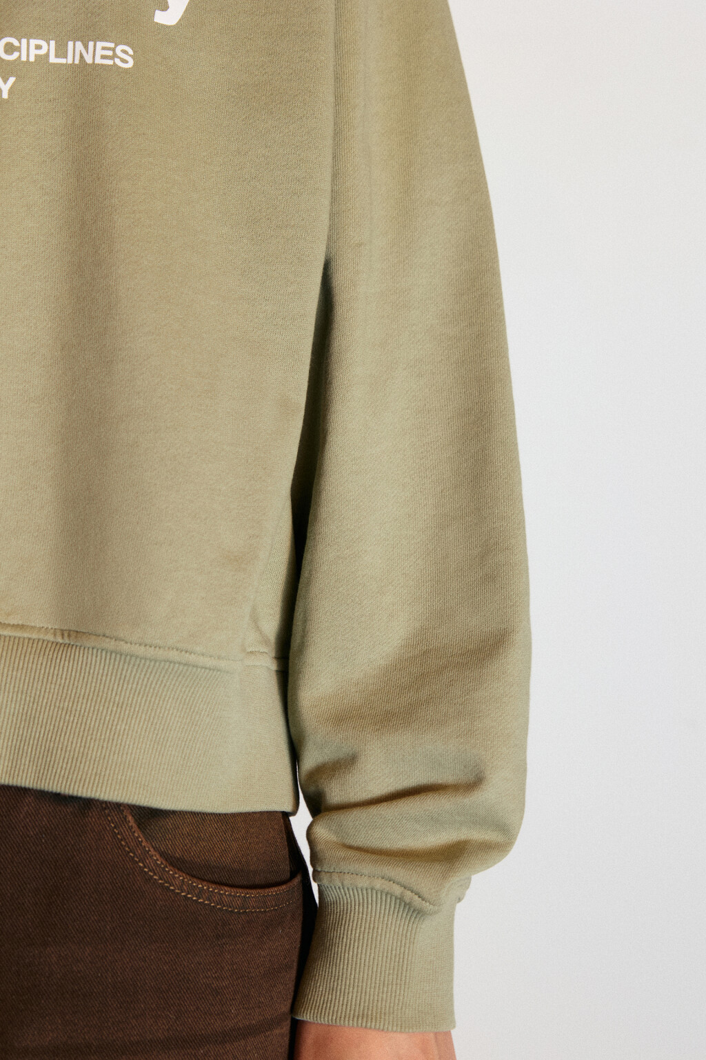 Толстовка half zip из футера с принтом - цвет зеленый - 6