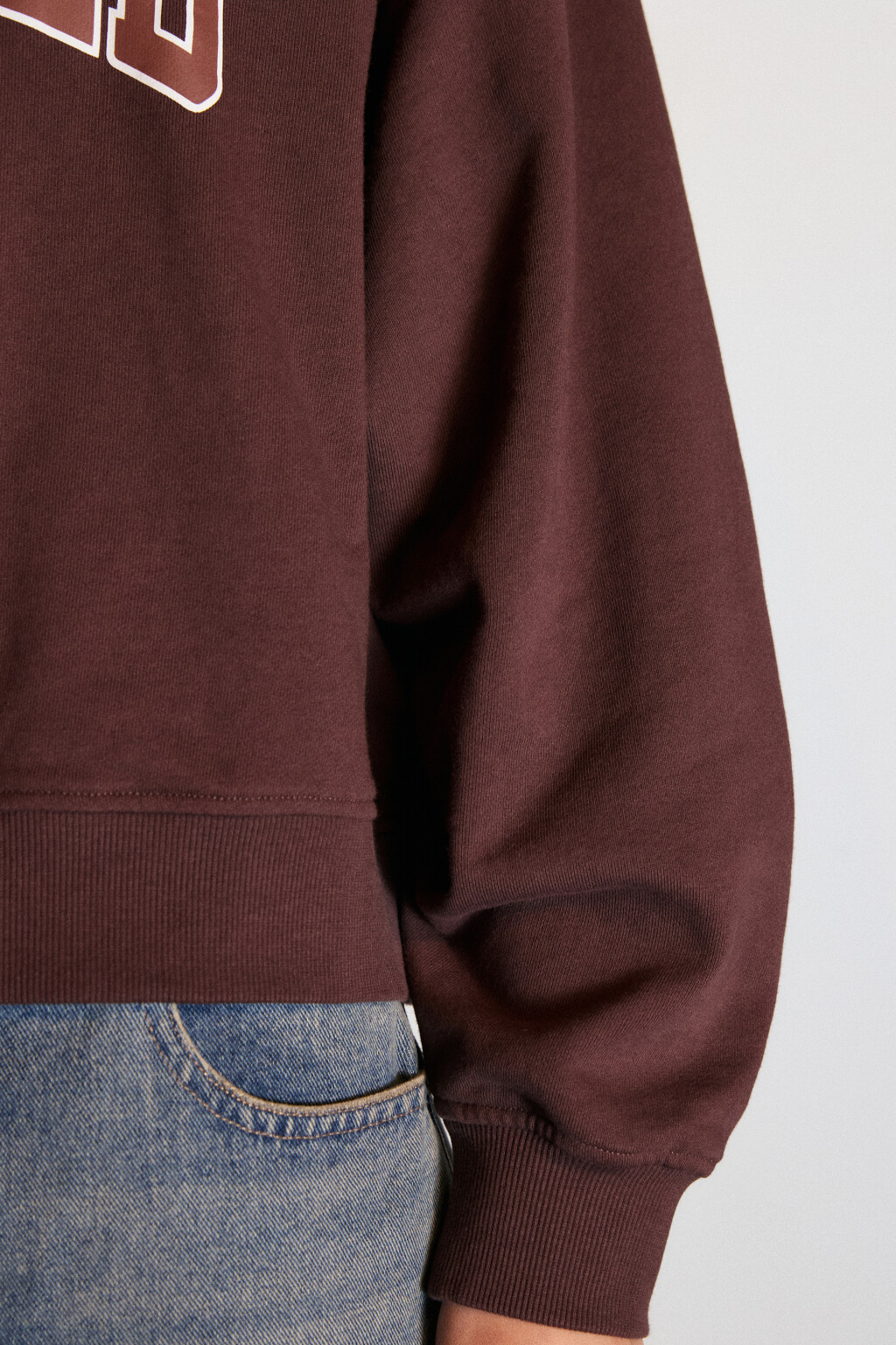 Толстовка half zip из футера с принтом - цвет коричневый - 6