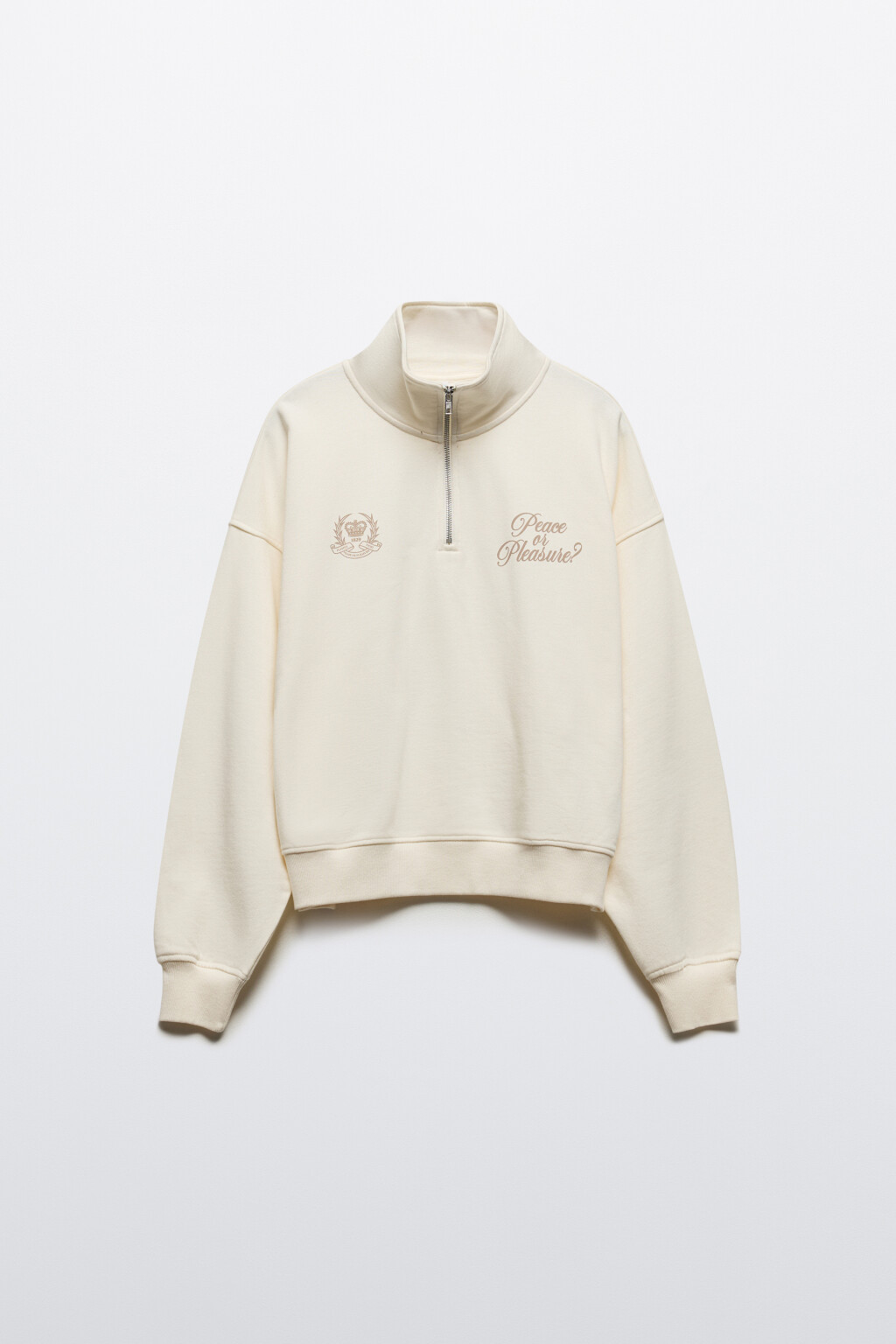 Толстовка half zip из футера с принтом - цвет бежевый - 8