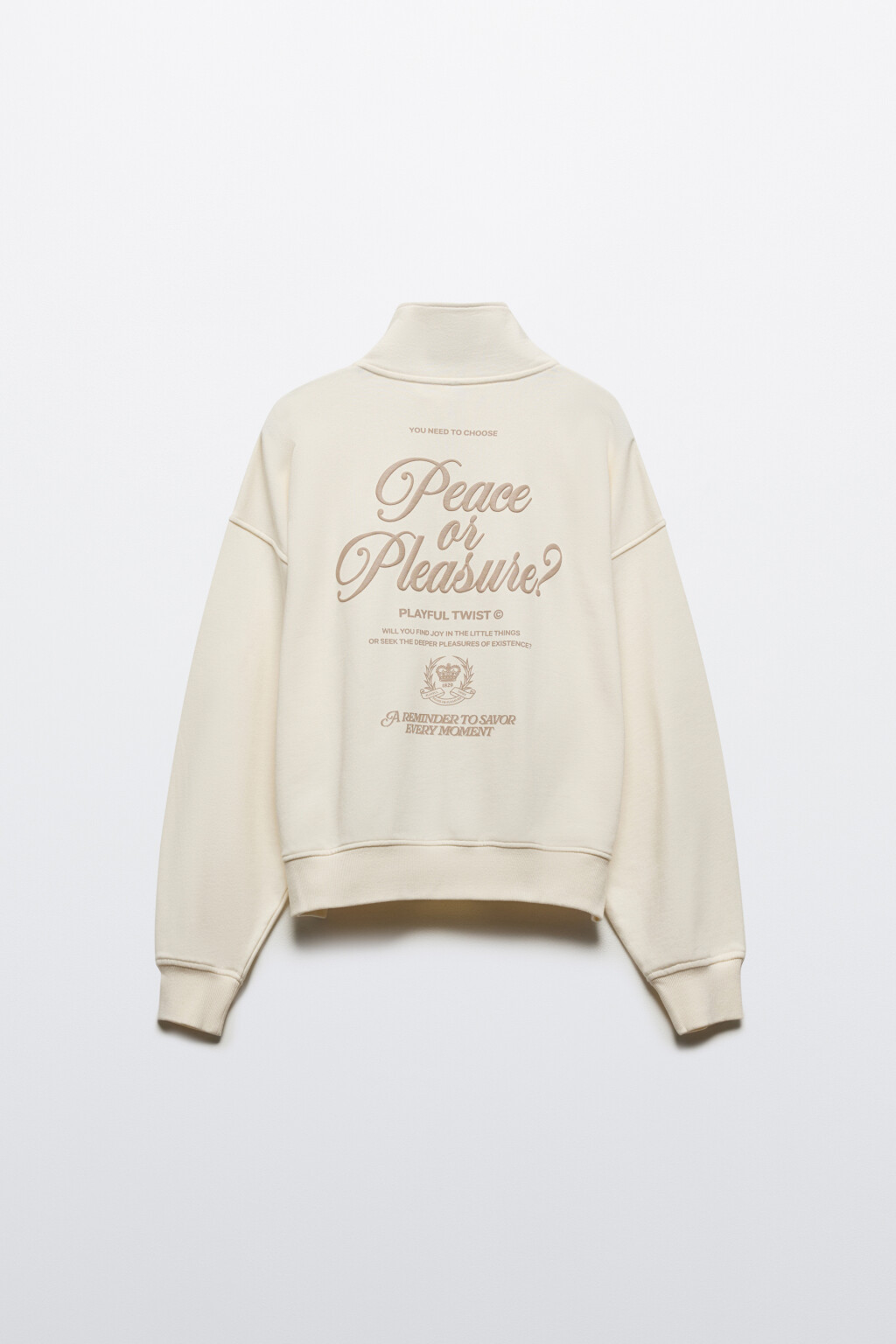 Толстовка half zip из футера с принтом - цвет бежевый - 9