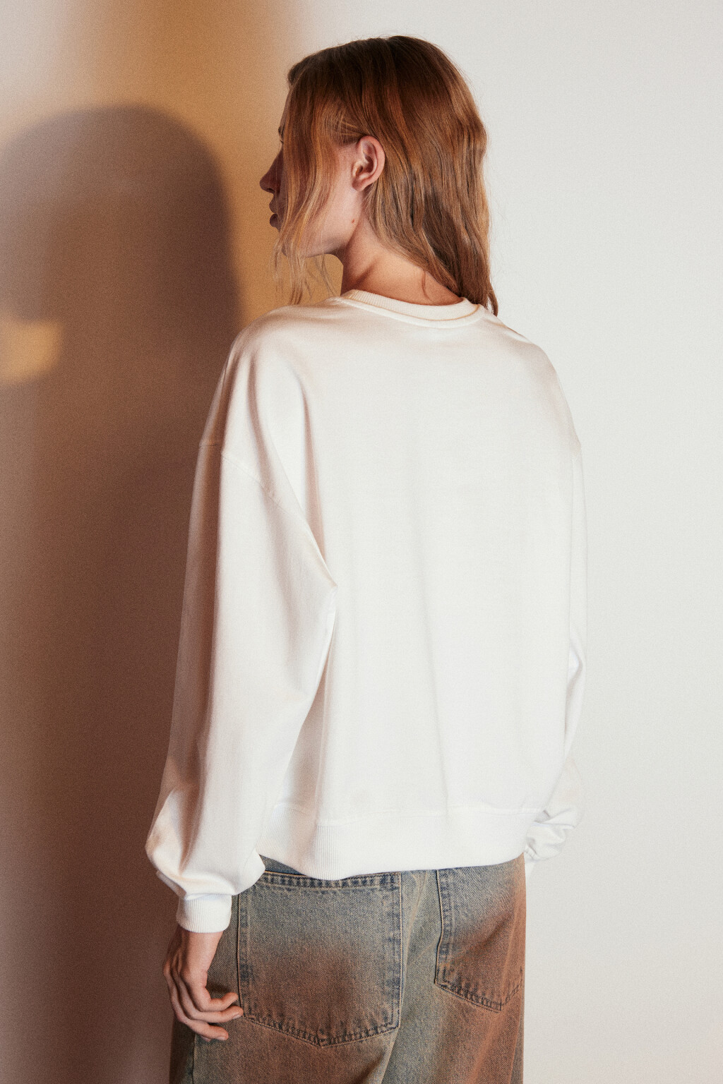 Свитшот базовый из футера - цвет молочный - 3