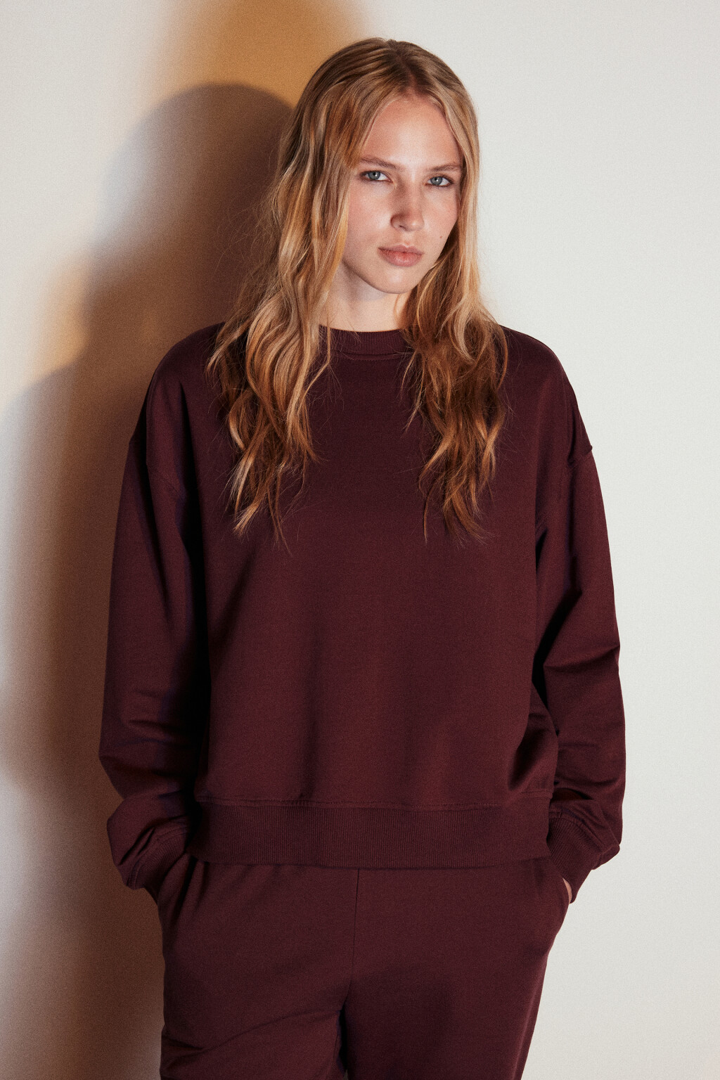 Свитшот базовый из футера - цвет бордовый - 2