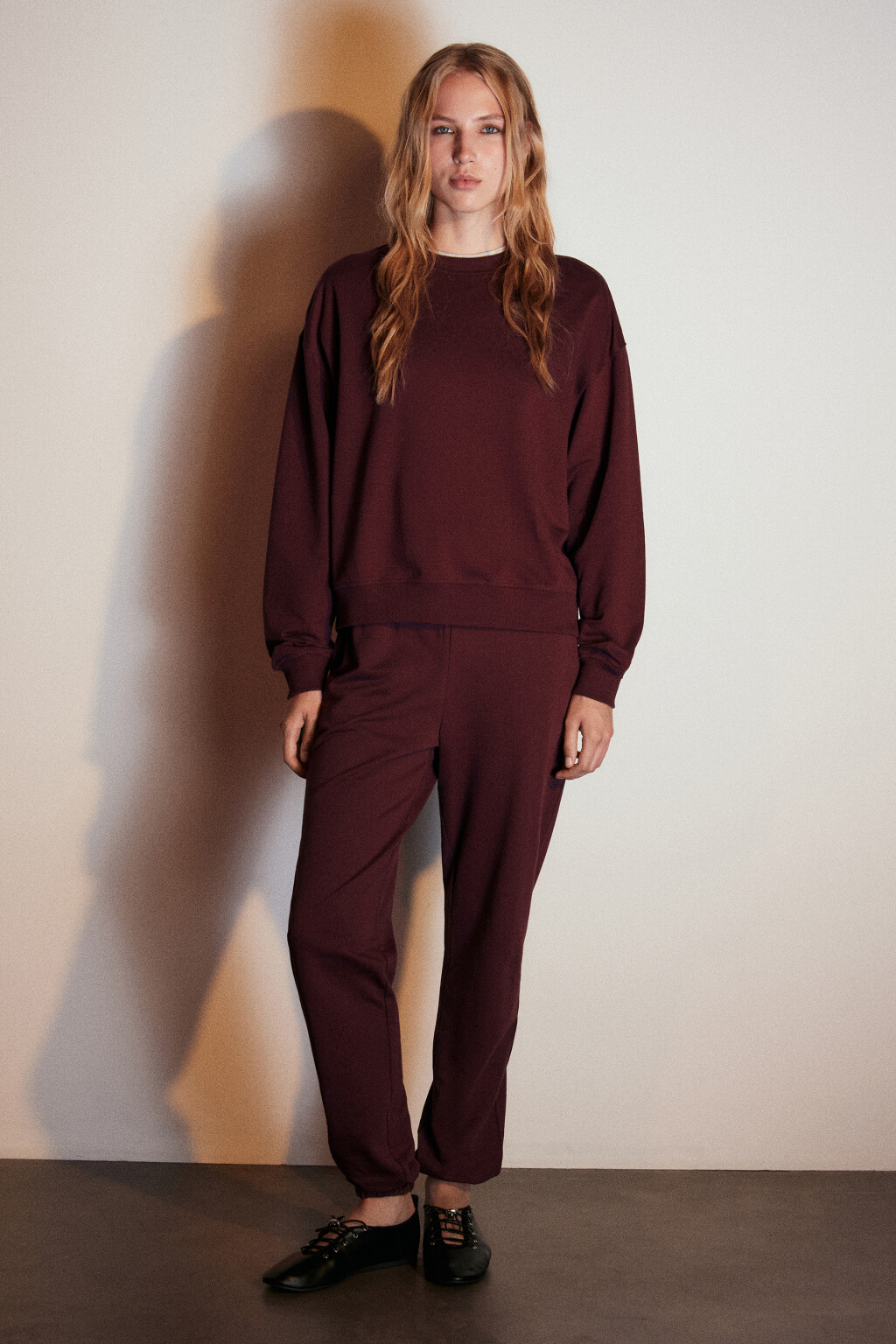 Свитшот базовый из футера - цвет бордовый - 4
