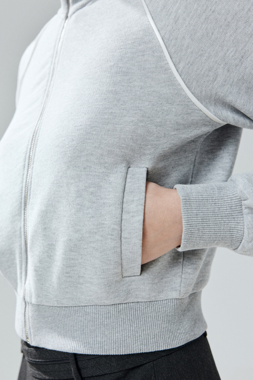 Толстовка на молнии с лампасами - цвет серый - 6