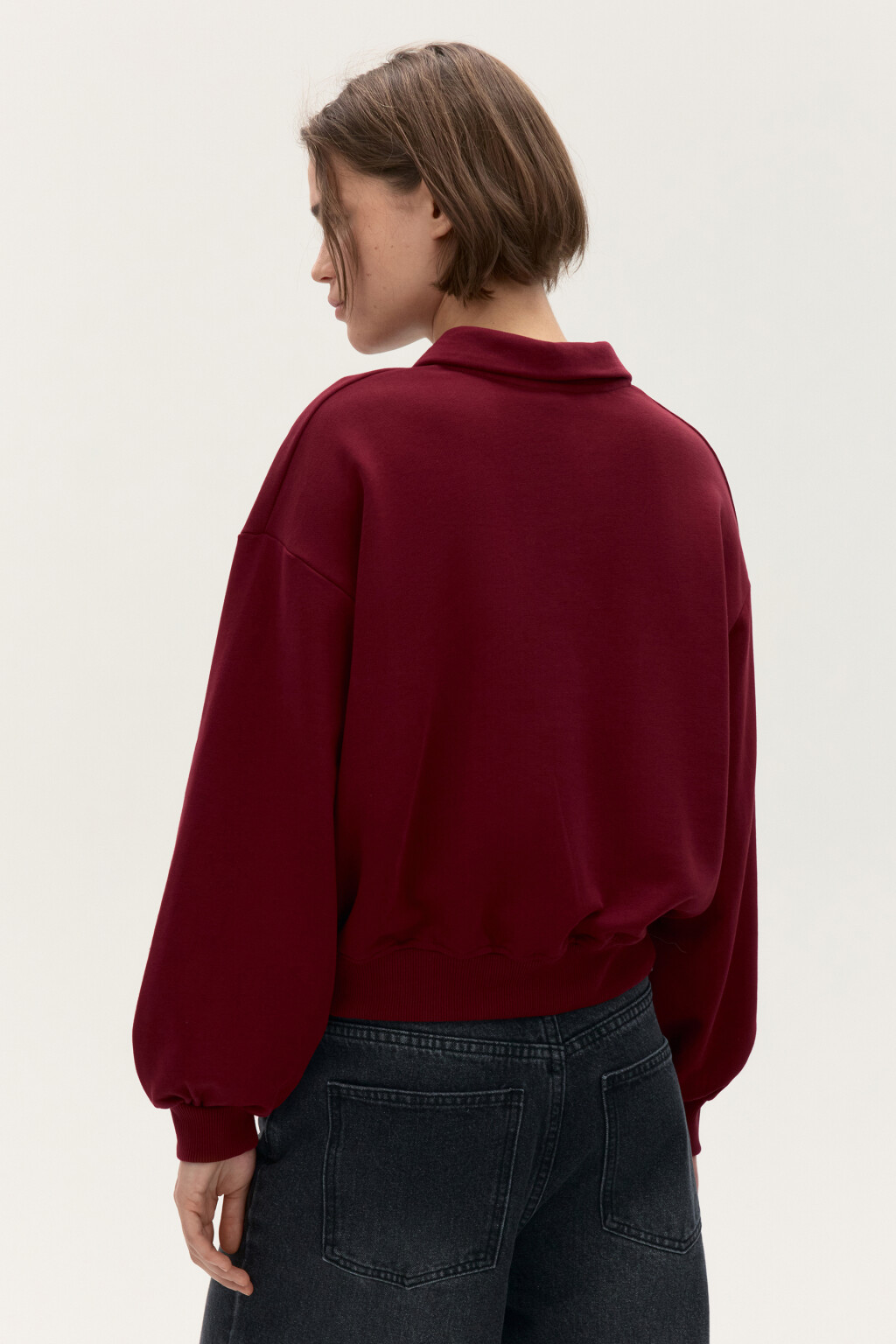 Свитшот-поло с надписью - цвет бордовый - 4