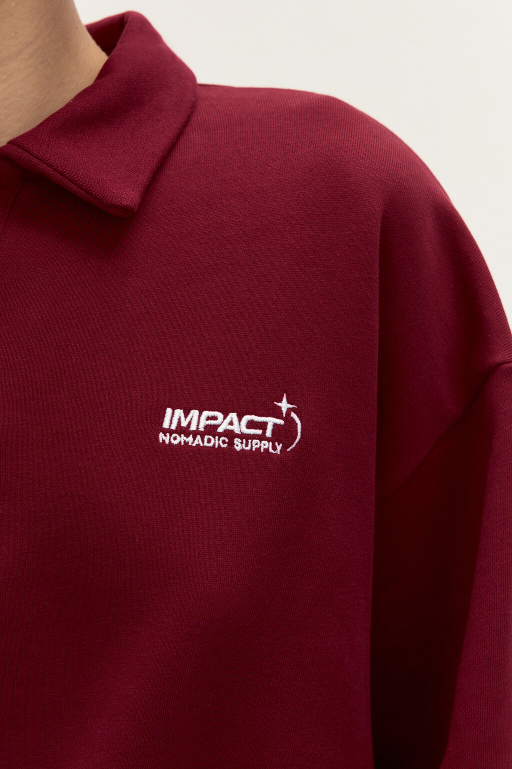 Свитшот-поло с надписью - цвет бордовый - 6
