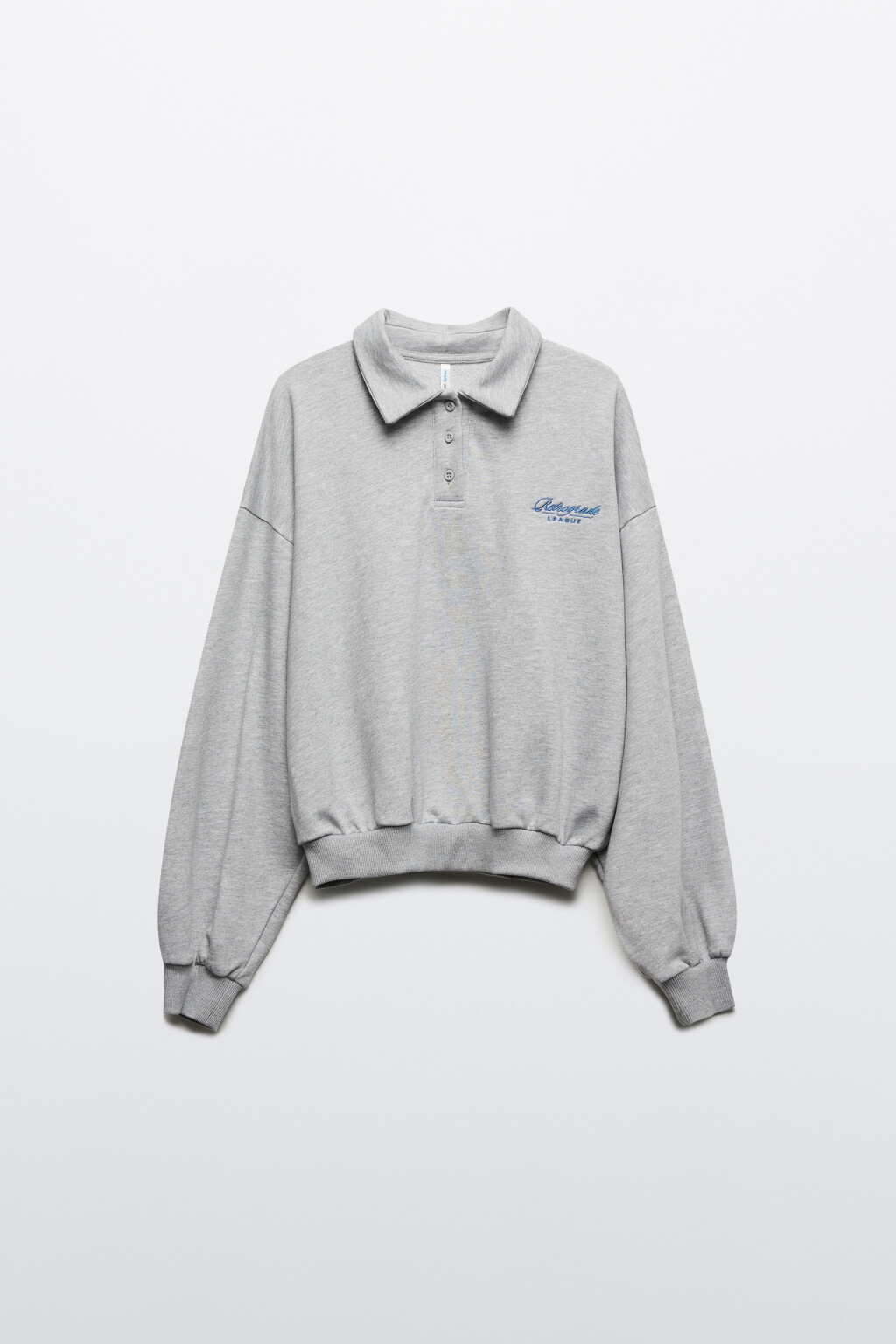 Свитшот-поло с надписью - цвет серый - 8