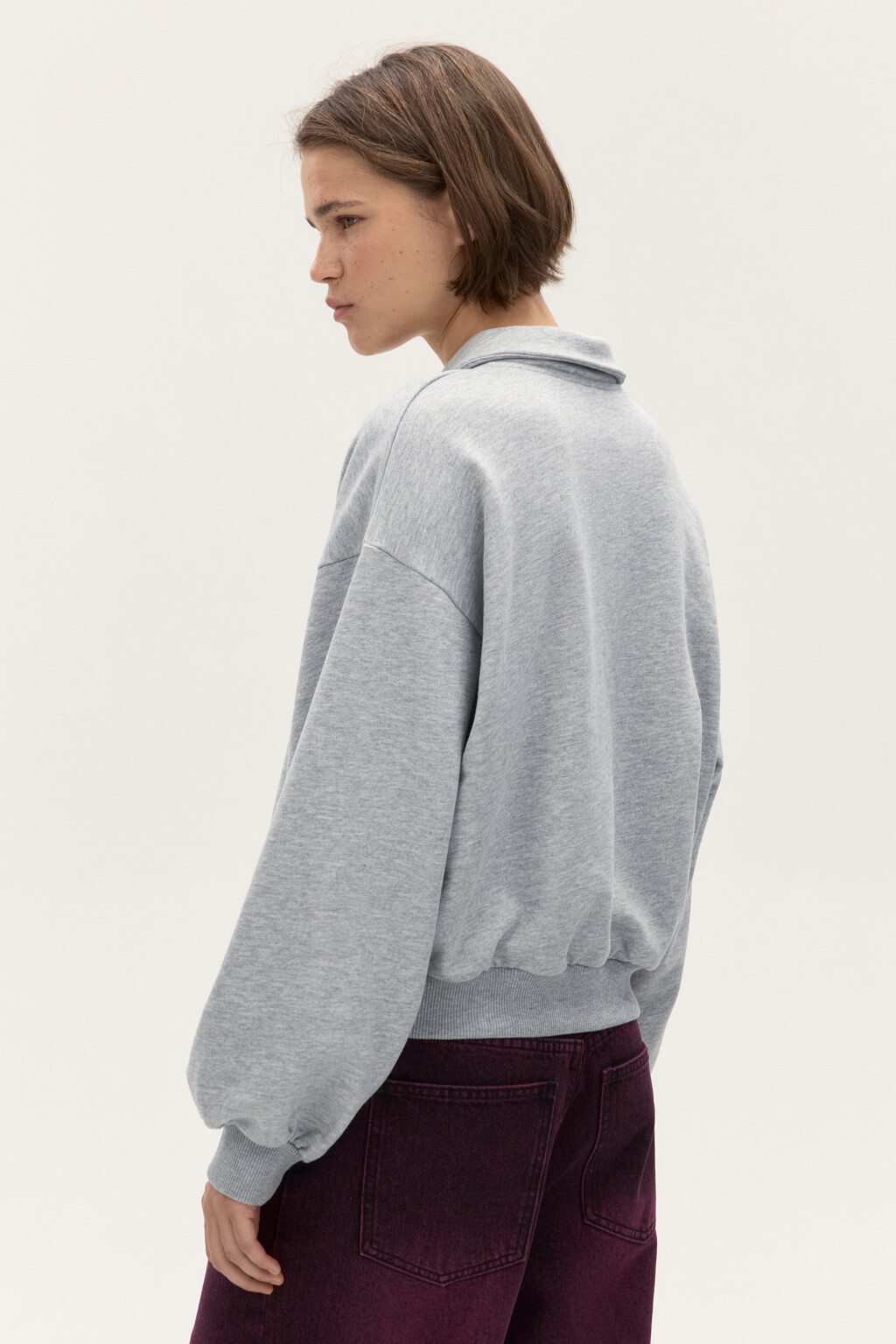 Свитшот-поло с надписью - цвет серый - 4