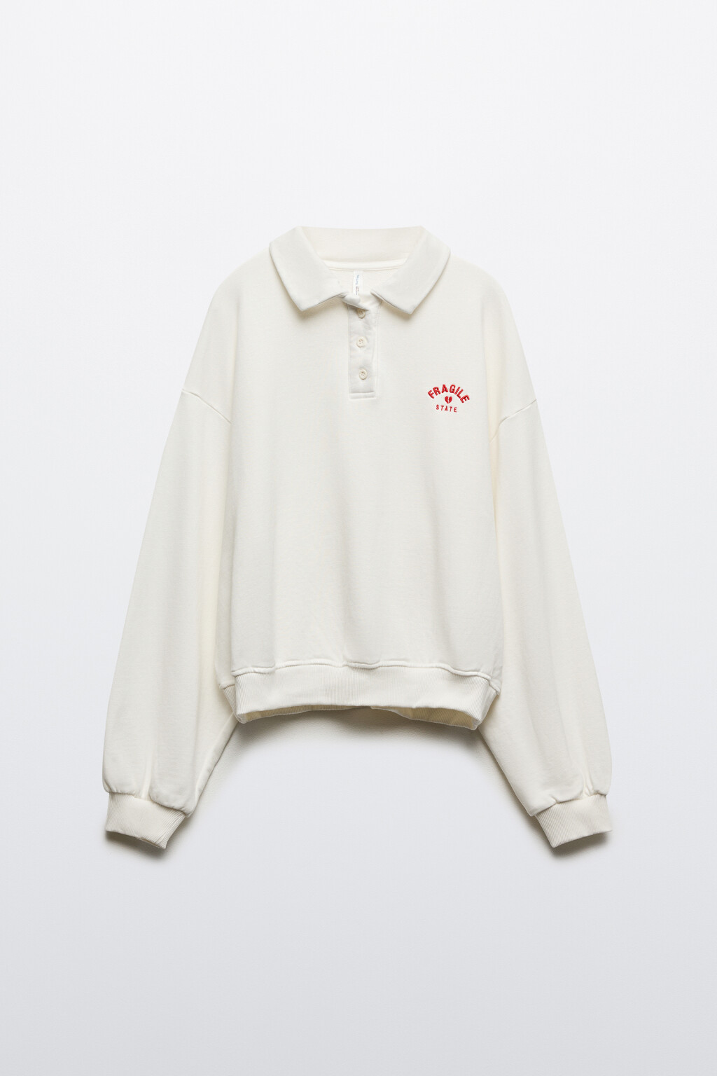 Свитшот-поло с надписью - цвет молочный - 8