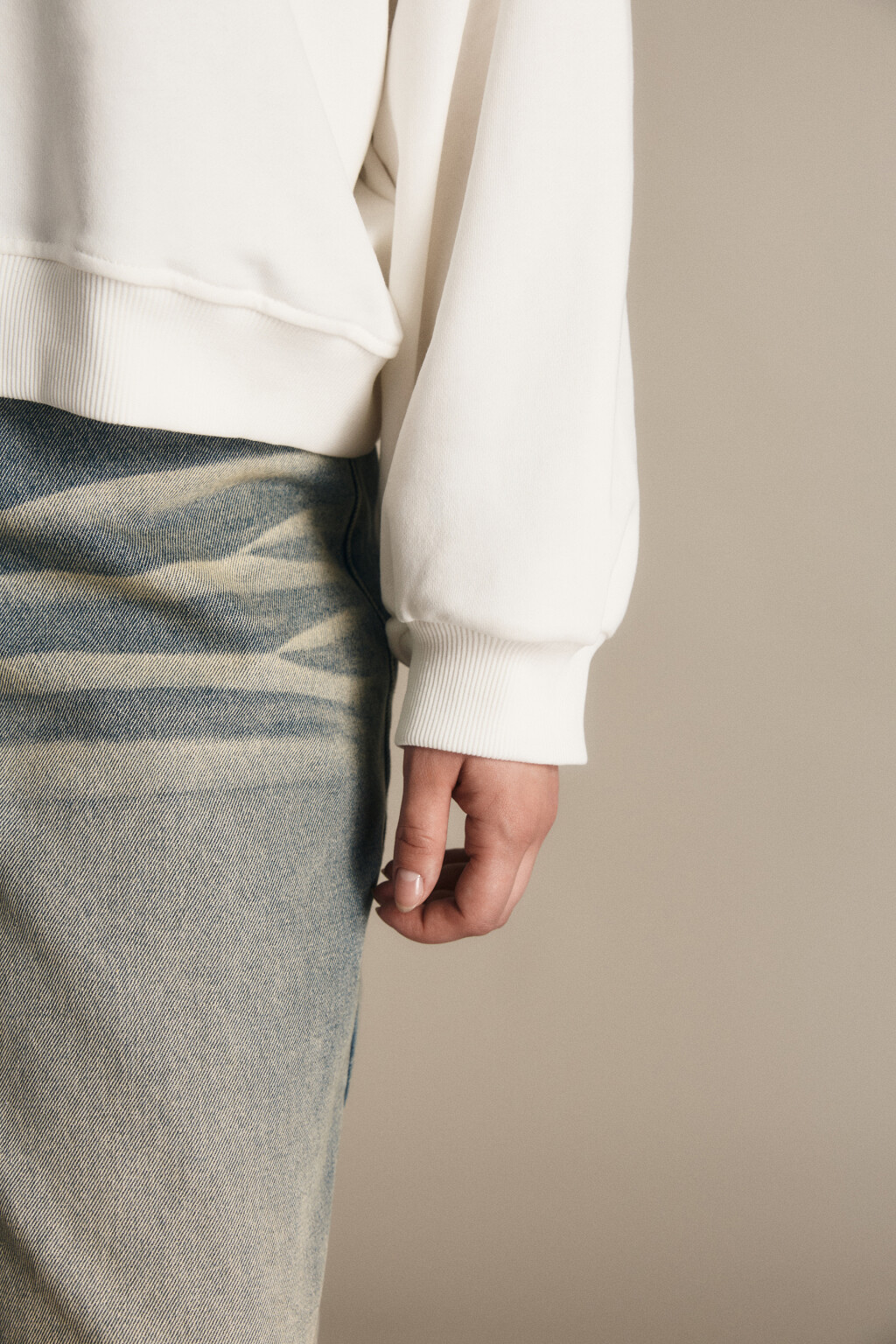 Свитшот-поло с надписью - цвет молочный - 6