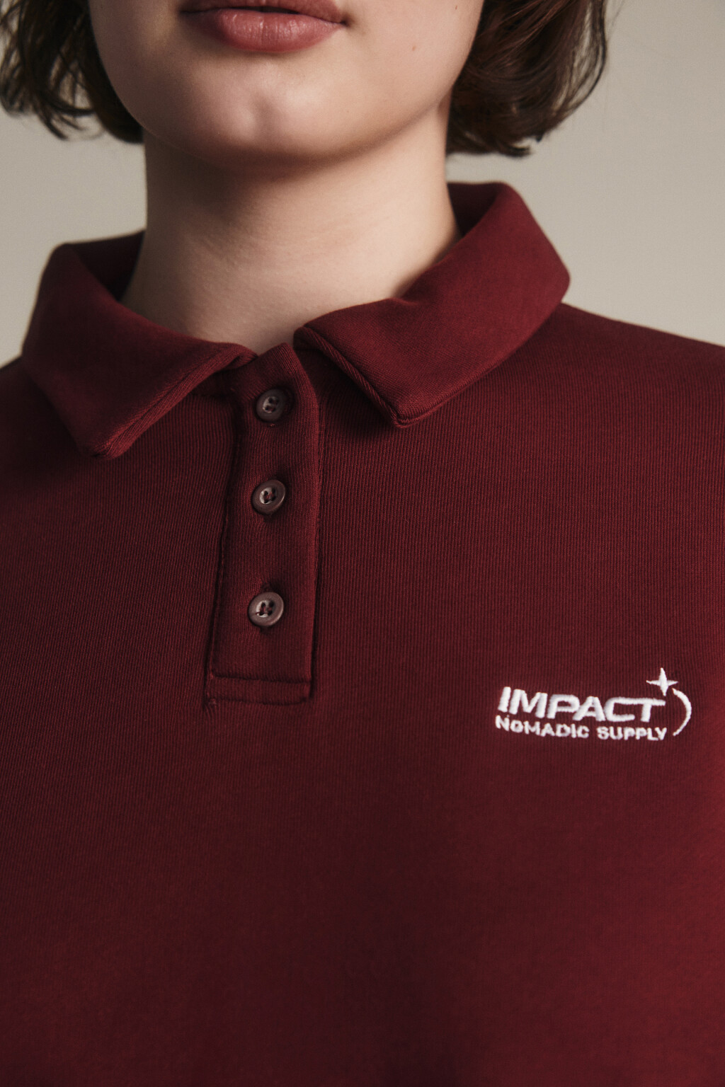 Свитшот-поло с надписью - цвет бордовый - 5
